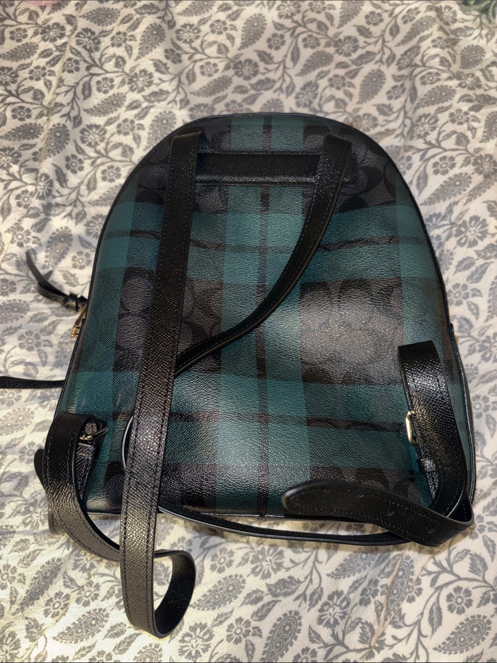 Coach Teal Plaid Signature Mini Backpack with Gold Hardware - Picture 4 of 4